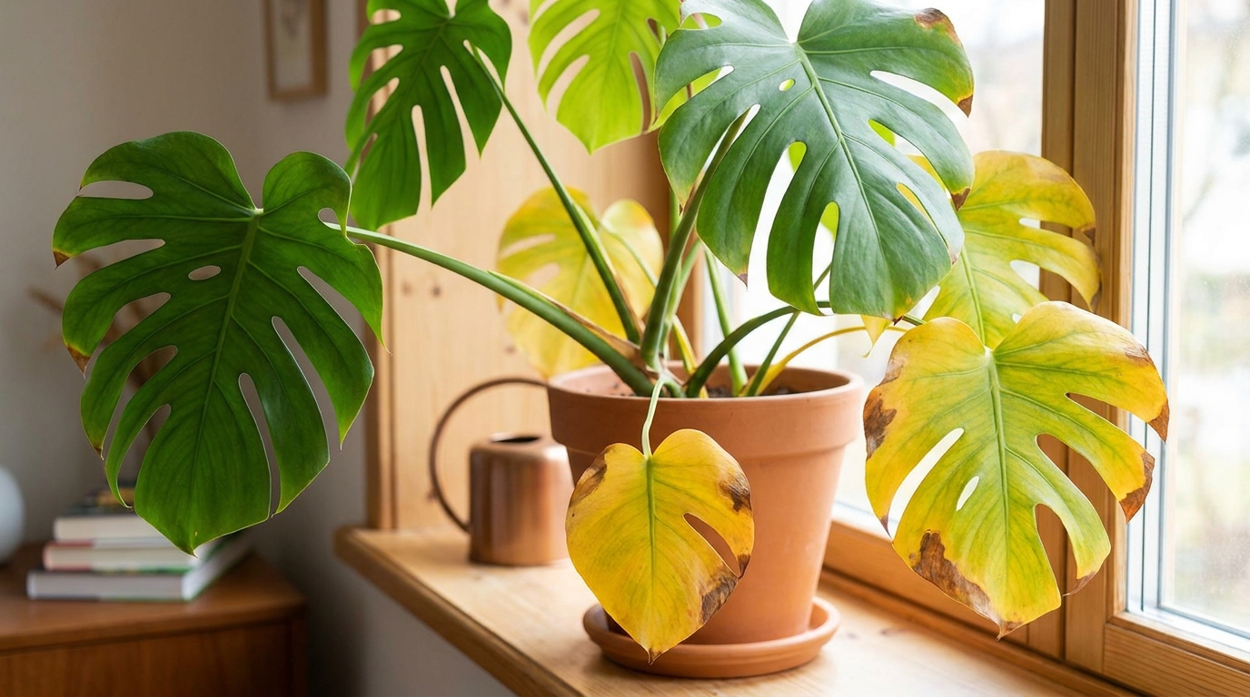 Monstera feuille jaune : l’arbre de décision pour agir juste