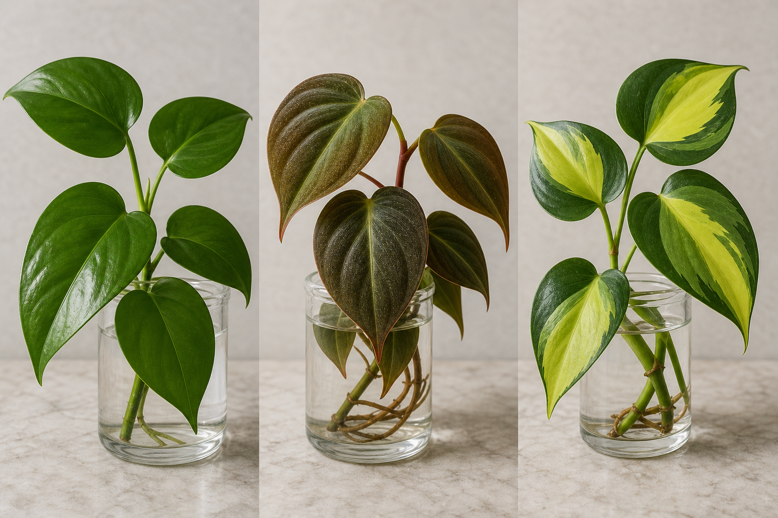Visual differentiation across hederaceum/scandens/micans/'Brasil' leaf traits.